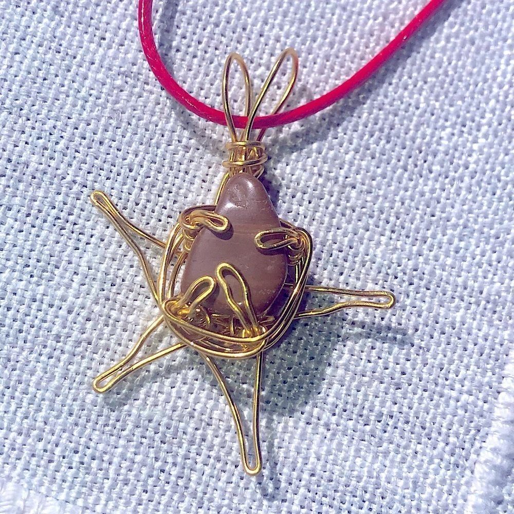 🔥 RED JASPER WIREWRAPPED STAR PENDANT NECKLACE 💥🔥
